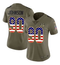 Women's Nike Cincinnati Bengals #90 Michael Johnson Limited Olive/USA Flag 2017 Salute to Service NFL Jersey