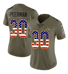 Women's Nike Cincinnati Bengals #30 Cedric Peerman Limited Olive/USA Flag 2017 Salute to Service NFL Jersey