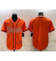 Men's Cincinnati Bengals Blank Orange With Patch Cool Base Stitched Baseball Jersey