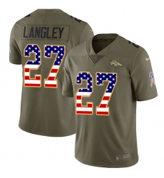 Men's Nike Denver Broncos #27 Brendan Langley Limited Olive/USA Flag 2017 Salute to Service NFL Jersey