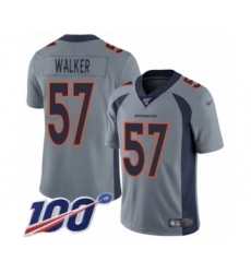 Men's Denver Broncos #57 Demarcus Walker Limited Silver Inverted Legend 100th Season Football Jersey