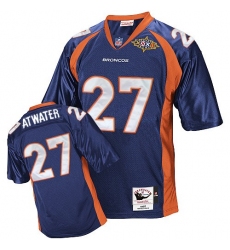 Mitchell And Ness Denver Broncos #27 Steve Atwater Navy Blue Super Bowl Patch Authentic Throwback NFL Jersey