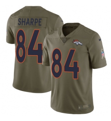 Men's Nike Denver Broncos #84 Shannon Sharpe Limited Olive 2017 Salute to Service NFL Jersey