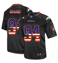 Men's Nike Denver Broncos #94 DeMarcus Ware Elite Black USA Flag Fashion NFL Jersey
