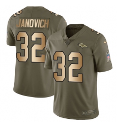 Men's Nike Denver Broncos #32 Andy Janovich Limited Olive/Gold 2017 Salute to Service NFL Jersey