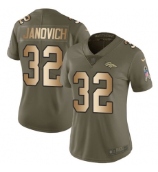 Women's Nike Denver Broncos #32 Andy Janovich Limited Olive/Gold 2017 Salute to Service NFL Jersey