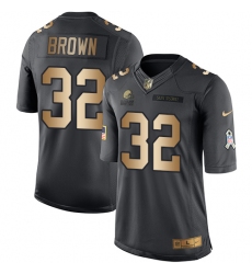 Youth Nike Cleveland Browns #32 Jim Brown Limited Black/Gold Salute to Service NFL Jersey