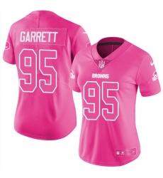 Women's Nike Cleveland Browns #95 Myles Garrett Limited Pink Rush Fashion NFL Jersey Women's Nike Cleveland Browns #95 Myles Garrett Limited Pink Rush Fashion NFL Jersey