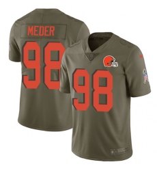 Youth Nike Cleveland Browns #98 Jamie Meder Limited Olive 2017 Salute to Service NFL Jersey