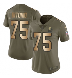 Women's Nike Cleveland Browns #75 Joel Bitonio Limited Olive/Gold 2017 Salute to Service NFL Jersey