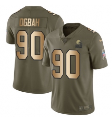 Men's Nike Cleveland Browns #90 Emmanuel Ogbah Limited Olive/Gold 2017 Salute to Service NFL Jersey