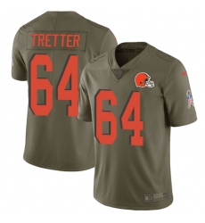 Youth Nike Cleveland Browns #64 JC Tretter Limited Olive 2017 Salute to Service NFL Jersey