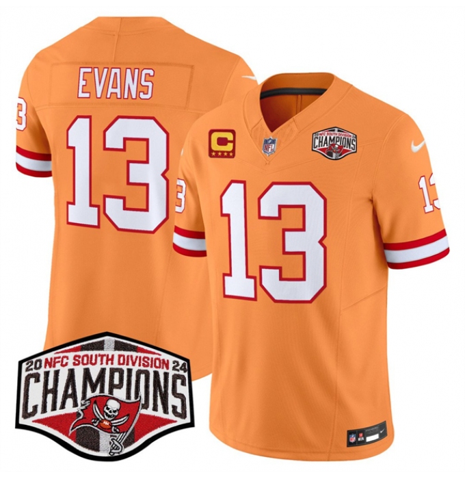 Men's Tampa Bay Buccaneers #13 Mike Evans Orange F.U.S.E. 2024 NFC South Champions With 4-Star C Limited Stitched Jersey