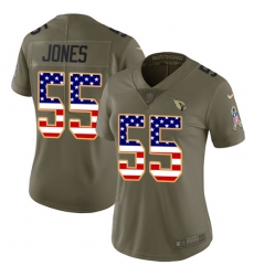 Women's Nike Arizona Cardinals #55 Chandler Jones Limited Olive/USA Flag 2017 Salute to Service NFL Jersey