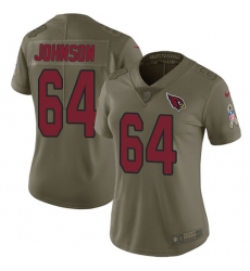 Women's Nike Arizona Cardinals #64 Dorian Johnson Limited Olive 2017 Salute to Service NFL Jersey