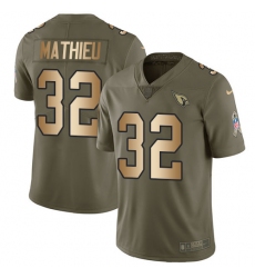 Men's Nike Arizona Cardinals #32 Tyrann Mathieu Limited Olive/Gold 2017 Salute to Service NFL Jersey
