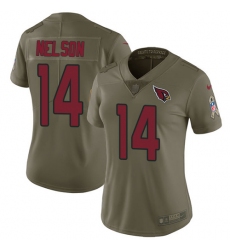 Women's Nike Arizona Cardinals #14 J.J. Nelson Limited Olive 2017 Salute to Service NFL Jersey