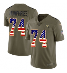 Men's Nike Arizona Cardinals #74 D.J. Humphries Limited Olive/USA Flag 2017 Salute to Service NFL Jersey