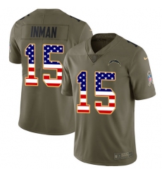 Youth Nike Los Angeles Chargers #15 Dontrelle Inman Limited Olive/USA Flag 2017 Salute to Service NFL Jersey