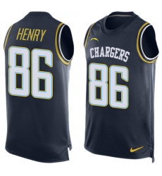 Men's Nike Los Angeles Chargers #86 Hunter Henry Limited Navy Blue Player Name & Number Tank Top NFL Jersey