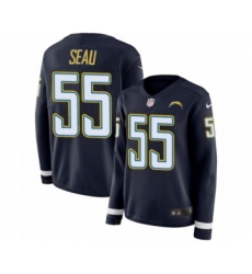 Women's Nike Los Angeles Chargers #55 Junior Seau Limited Navy Blue Therma Long Sleeve NFL Jersey