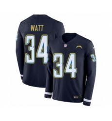 Youth Nike Los Angeles Chargers #34 Derek Watt Limited Navy Blue Therma Long Sleeve NFL Jersey