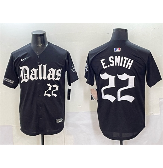 Men's Dallas Cowboys #22 Emmitt Smith Black 'Gothic Lone Star Edition' Limited Stitched Baseball Jersey