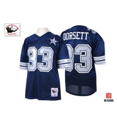 Mitchell and Ness Dallas Cowboys #33 Tony Dorsett Authentic Navy Blue 25TH Patch Throwback NFL Jersey