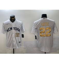 Men's New York Yankees #22 Juan Soto White Pinstripe Fashion Cool Base Jerseys