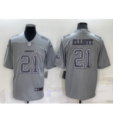Men's Dallas Cowboys #21 Ezekiel Elliott LOGO Grey Atmosphere Fashion 2022 Vapor Untouchable Stitched Nike Limited Jersey