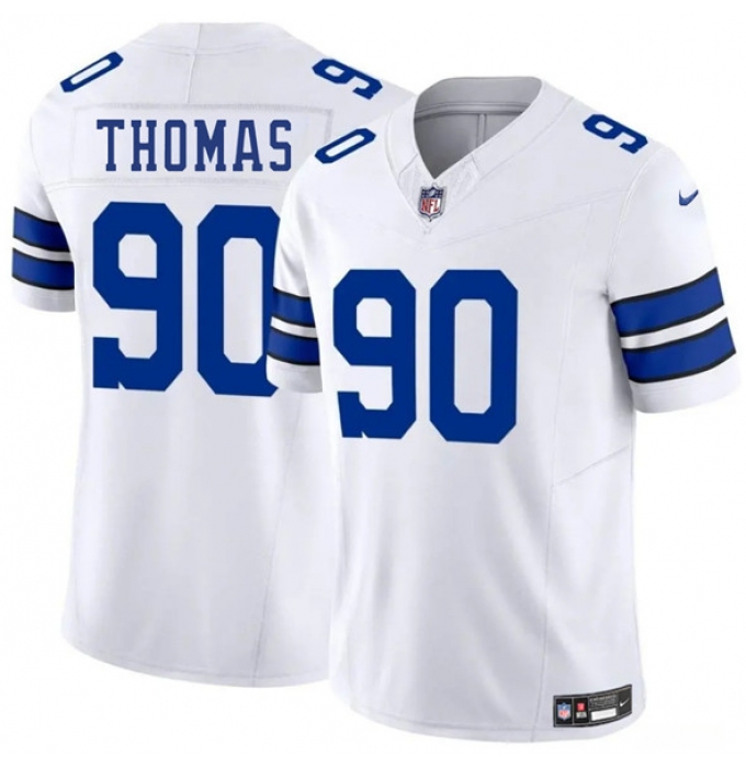 Men's Dallas Cowboys #90 Solomon Thomas White 2025 F.U.S.E. Vapor Untouchable Limited Football Stitched Jersey