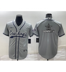 Men's Dallas Cowboys Grey Team Big Logo With Patch Cool Base Stitched Baseball Jersey