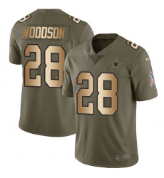 Men's Nike Dallas Cowboys #28 Darren Woodson Limited Olive/Gold 2017 Salute to Service NFL Jersey