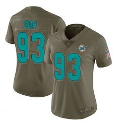 Women's Nike Miami Dolphins #93 Ndamukong Suh Limited Olive 2017 Salute to Service NFL Jersey