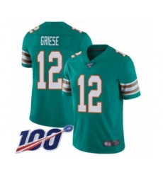 Men's Miami Dolphins #12 Bob Griese Aqua Green Alternate Vapor Untouchable Limited Player 100th Season Football Jersey