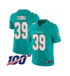 Men's Miami Dolphins #39 Larry Csonka Aqua Green Team Color Vapor Untouchable Limited Player 100th Season Football Jersey