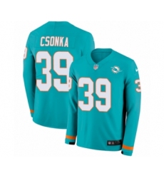 Men's Nike Miami Dolphins #39 Larry Csonka Limited Aqua Therma Long Sleeve NFL Jersey