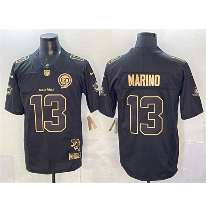 Men's Miami Dolphins #13 Dan Marino Black Gold F.U.S.E. With Limited Stitched Football Jersey