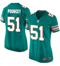 Women's Nike Miami Dolphins #51 Mike Pouncey Game Aqua Green Alternate NFL Jersey