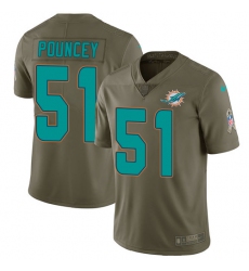 Youth Nike Miami Dolphins #51 Mike Pouncey Limited Olive 2017 Salute to Service NFL Jersey