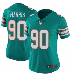 Women's Nike Miami Dolphins #90 Charles Harris Elite Aqua Green Alternate NFL Jersey