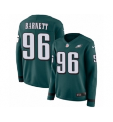 Women's Nike Philadelphia Eagles #96 Derek Barnett Limited Green Therma Long Sleeve NFL Jersey