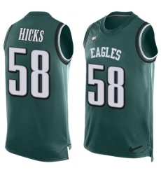 Men's Nike Philadelphia Eagles #58 Jordan Hicks Limited Midnight Green Player Name & Number Tank Top NFL Jersey