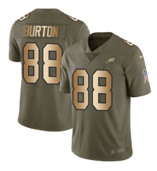 Youth Nike Philadelphia Eagles #88 Trey Burton Limited Olive/Gold 2017 Salute to Service NFL Jersey