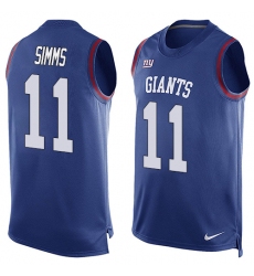 Men's Nike New York Giants #11 Phil Simms Limited Royal Blue Player Name & Number Tank Top NFL Jersey
