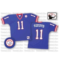 Mitchell and Ness New York Giants #11 Phil Simms Blue Authentic Throwback NFL Jersey