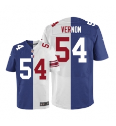 Men's Nike New York Giants #54 Olivier Vernon Elite Blue/White Split Fashion NFL Jersey