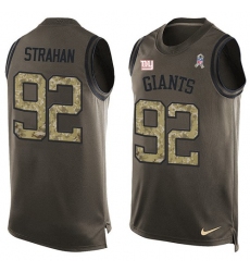 Men's Nike New York Giants #92 Michael Strahan Limited Green Salute to Service Tank Top NFL Jersey