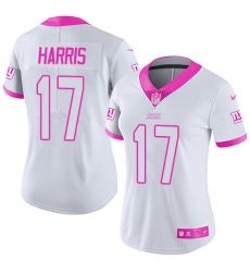 Women's Nike New York Giants #17 Dwayne Harris Limited White/Pink Rush Fashion NFL Jersey