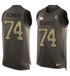 Men's Nike New York Giants #74 Ereck Flowers Limited Green Salute to Service Tank Top NFL Jersey